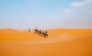 sunset camel ride in merzouga desert
