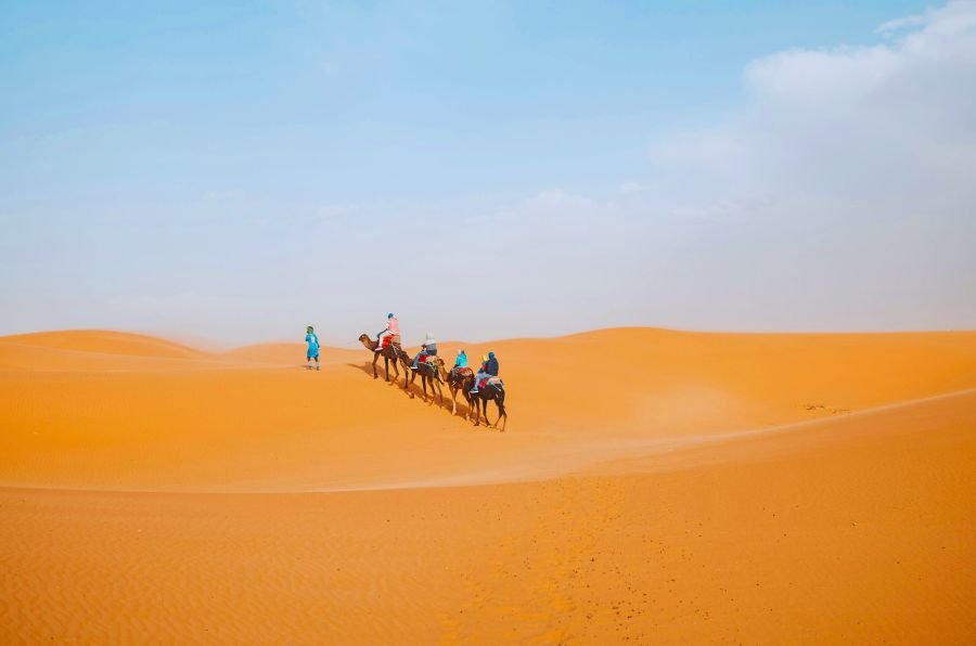 sunset camel ride in merzouga desert