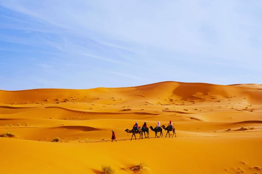 sunset camel ride in merzouga desert